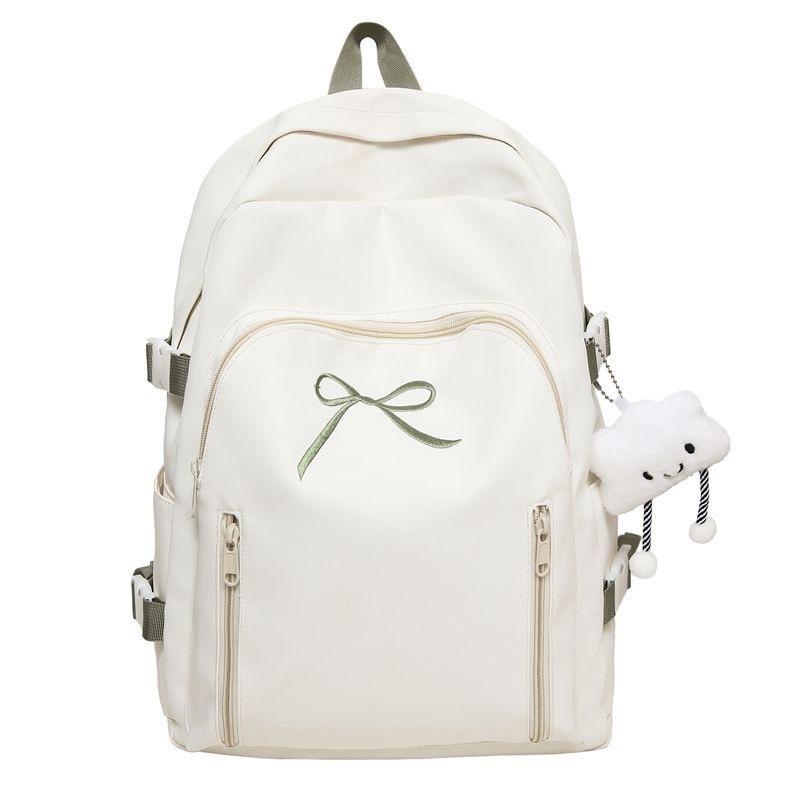 Schoolbag Korean version ins solid color sweet bow backpack bag women's small fresh student schoolbag large capacity casual backpack
