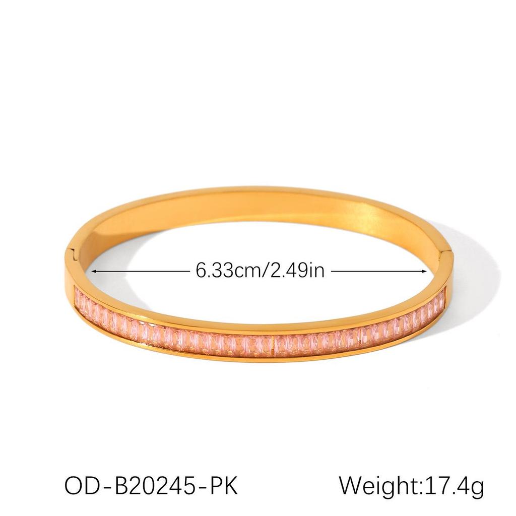 18K Gold-Plated Diamond-Studded Stainless Steel Bangle – Light Luxury Zircon Autumn/Winter Bracelet for Women