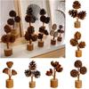 Wood Base Holiday Pine Cone Accessories Handcrafted Christmas Tree Pendant  Office