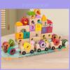 Wooden Creative Fruit Train Building Blocks For Kids Learning Numbers And English Recognition