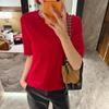 Spring 2026 Women's Round Neck Embroidered Solid T-shirt - Comfortable Base Layer Top