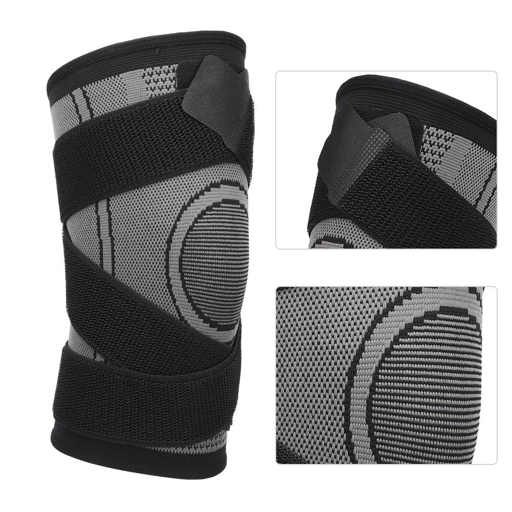 Outdoor Sport Compression Kneepad Fixed Belt Kneecap Fitness Training  Protective Gear GrayM
