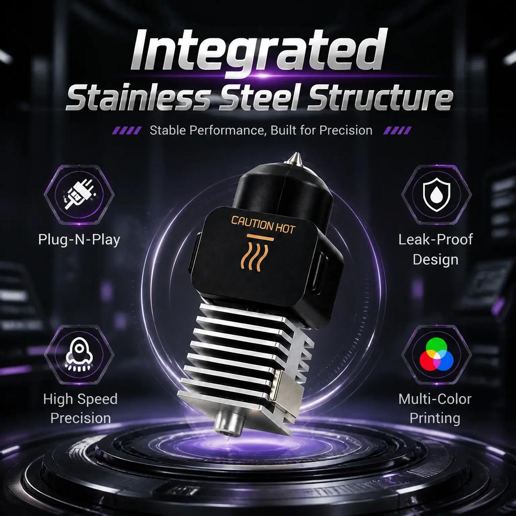 Hotend-Kit für Bambu Lab A2L/A1/A1 Mini Hot-End-Baugruppe 0,2/0,4/0,6/0,8 mm Gehärteter Stahl Einteilige Düse für A1 3D-Drucker