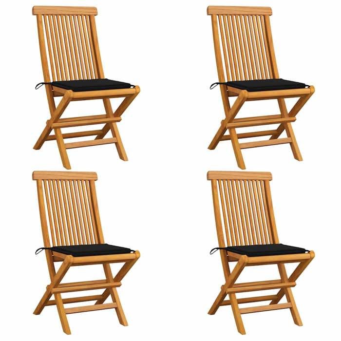 VidaXL Lot de 4 Chaises de Jardin avec Coussins, Sièges de Terrasse, Chaises de Salle à Manger, Meubles de Patio Extérieur, 3062575