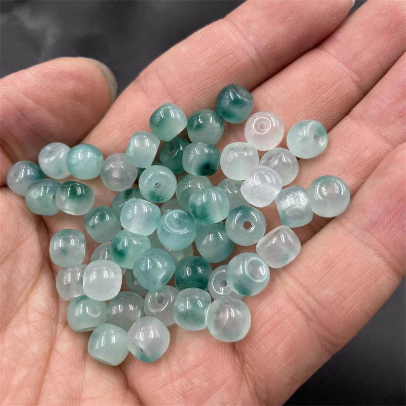 Affordable DIY Jewelry Parts: Blue Veined Bashan Green Jade Old Style Abacus Spacer Beads
