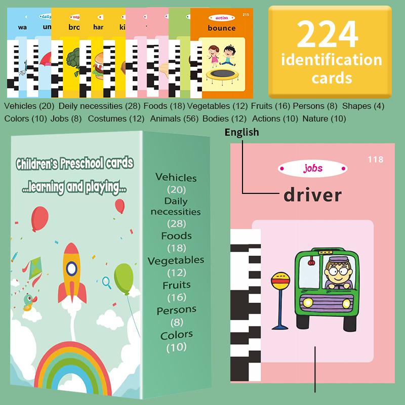 Early Education Flash Card Machine With English Audio Book Card Learning Talking Language Electronic Children Birthday Gift Toy