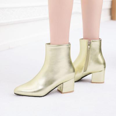 Stivaletti alla Moda da Donna Casual Tacco Basso Stivale da Motociclista Pelle PU Primavera Autunno Nero Oro Argento Scarpe da Festa da Donna