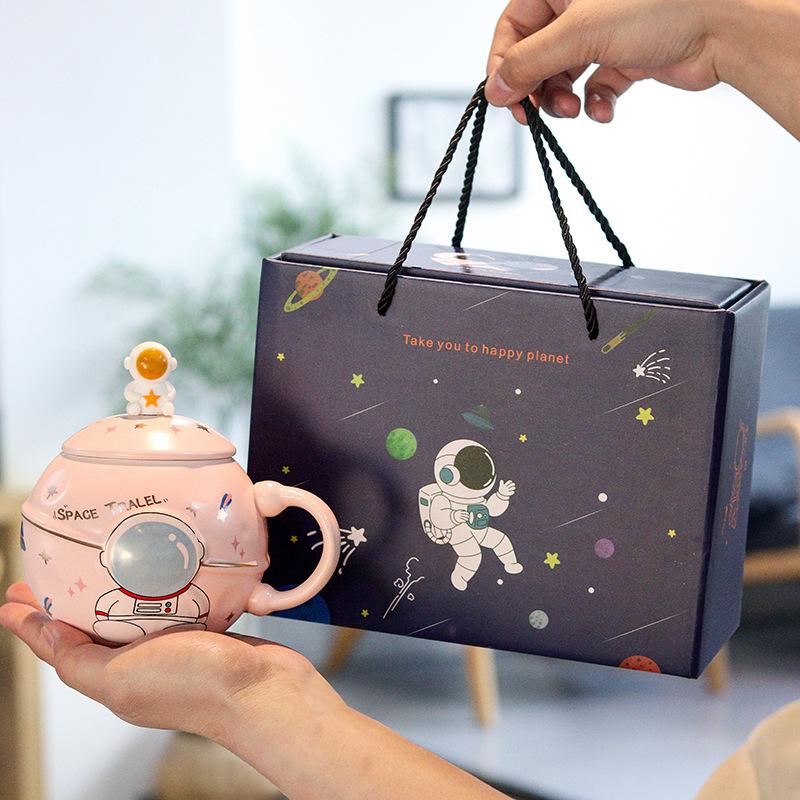 Planet Mug Souvenir Ceramic Cup Birthday Gift Large Capacity Lidded Spoon Water Cup Gift