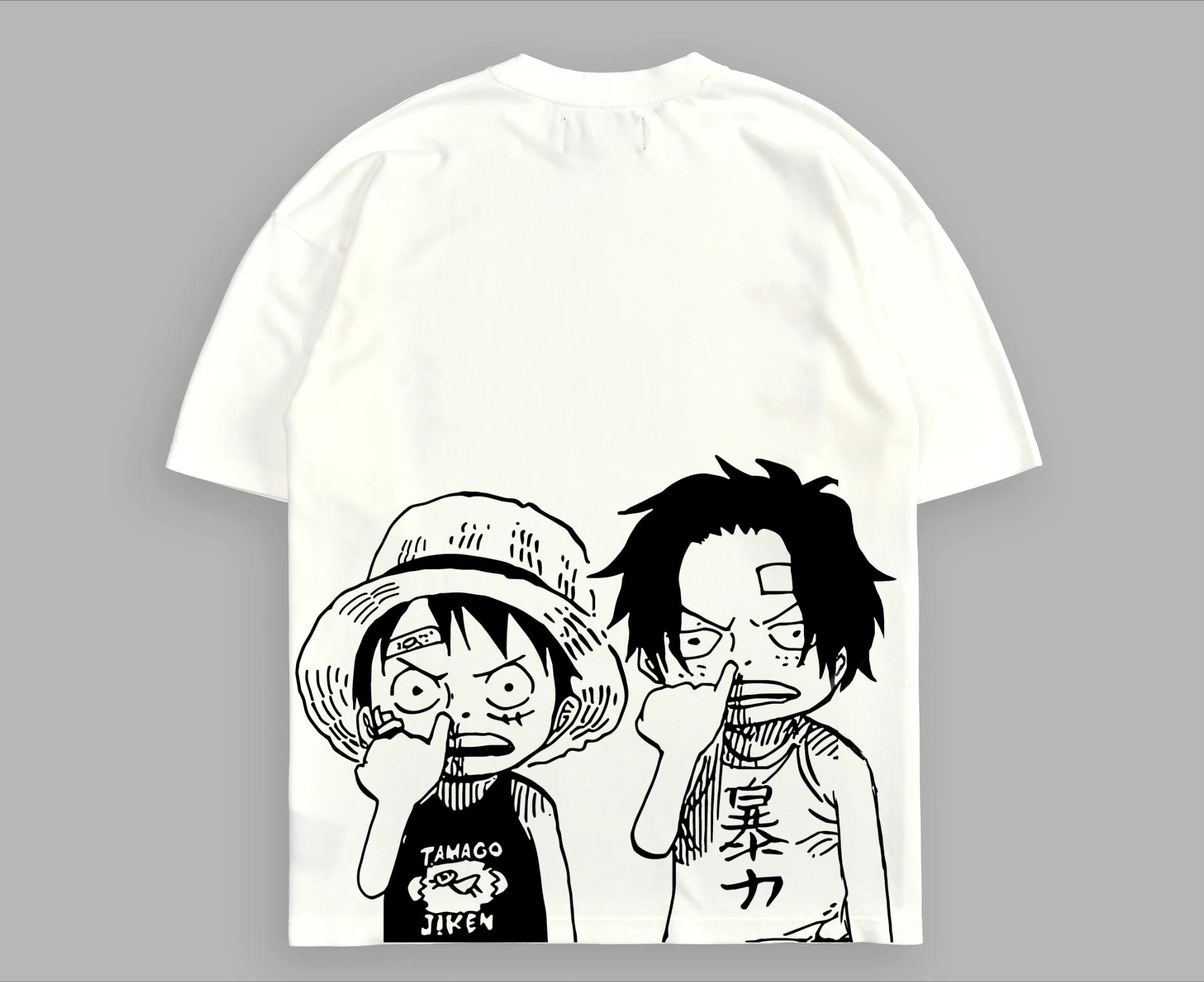 

One Piece T-Shirt Men Summer Luffy Ace Childhood Anime Graphic Short Sleeve Oversized Streetwear Loose Fit Anime Fan Tee S разноцветный