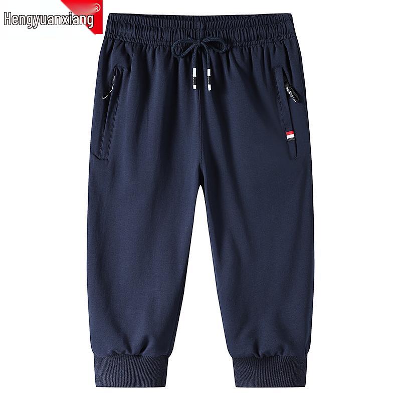 

Мужские повседневные хлопковые шорты Hengyuanxiang - Спортивный стиль, Свободный крой, Дизайн с манжетами 7/8 L