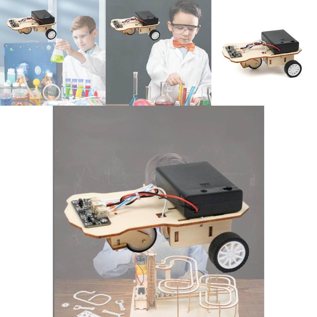 Educational Diy Wooden Science Experiment Tracing Car Model For Elementary School Students Handmade Technology