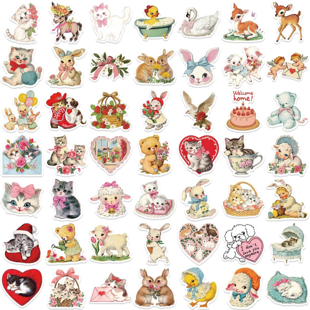 50 Cartoon Pink Girl Bear Doodle Stickers Decorate Guitar Notebook Suitcase DIY Waterproof