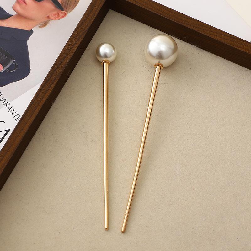 Simple And Versatile Pearl Hairpin, Hair Accessories, Niche Cold Hairpin, Modern One-Character Plain Hairpin.