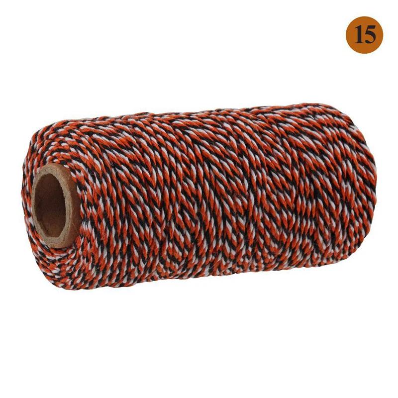 100Meter/Roll Two Colors Cotton Cord Baker Twine Colorful Cotton Crafts Twine Macrame Cord String Bandage Label Rope