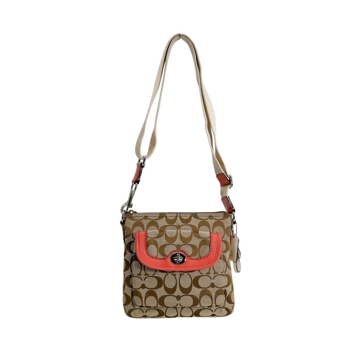 COACH Signature Shoulder Bag canvas Brown x pink Women F51108 Used