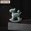 Green Sandstone Small Wooden Horse Tea Pet Handmade Lucky Model Tea Figurine Play Toys Tea Statue Ornaments Craftsmanship Gift