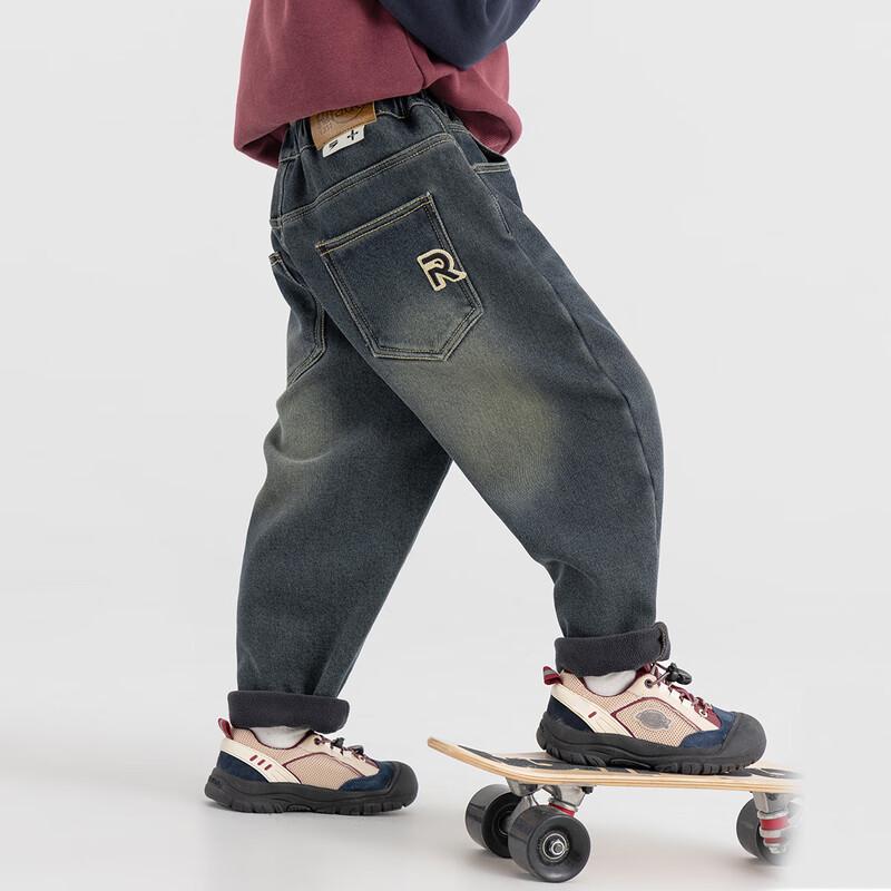 Джинсы для мальчиков Duo Duo Jia, прямые, на флисовой подкладке 110