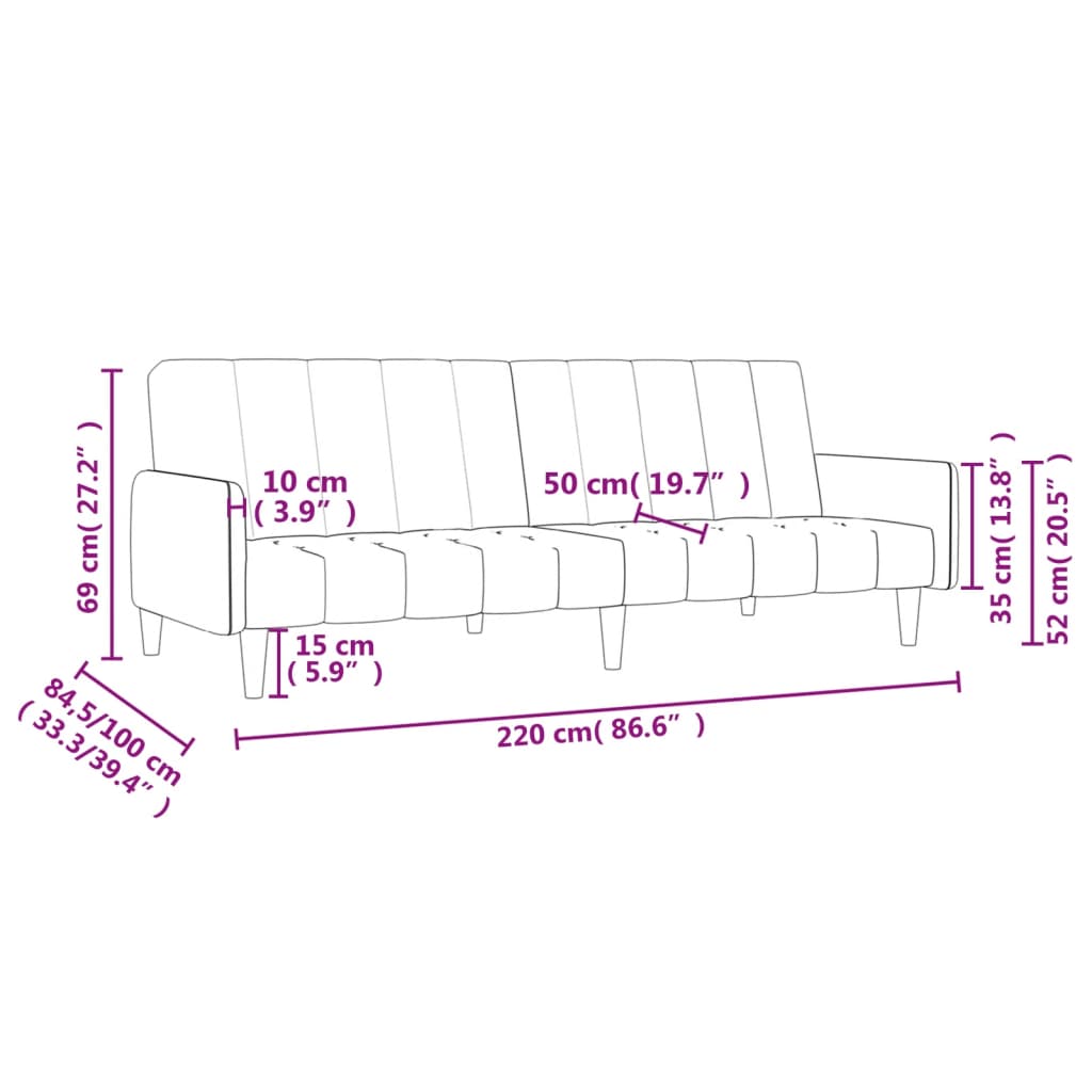 2 Seater Sofa Bed Light Grey Fabric
