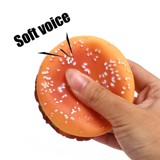 Dog Chew Toy High Elasticity Making Sound Mini Hamburger Toy Vinyl Squeaky Squeeze Pet Toy for Home