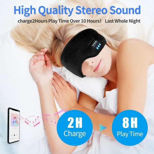 Sleep Headphones, Music Sleep Eye Mask, Upgraded Travel Sleeping Headset with Sleep Eyeshade, Built-in Speaker and Microphone, Washable