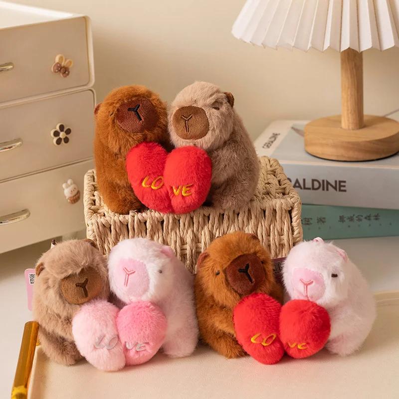 Various Household Supplies Unisex Cute Couple Capybara Plush Toys Stuffed Animal Kawaii Animal Capybara Hold Heart Funny Doll Perfect Birthday Gift For Lover