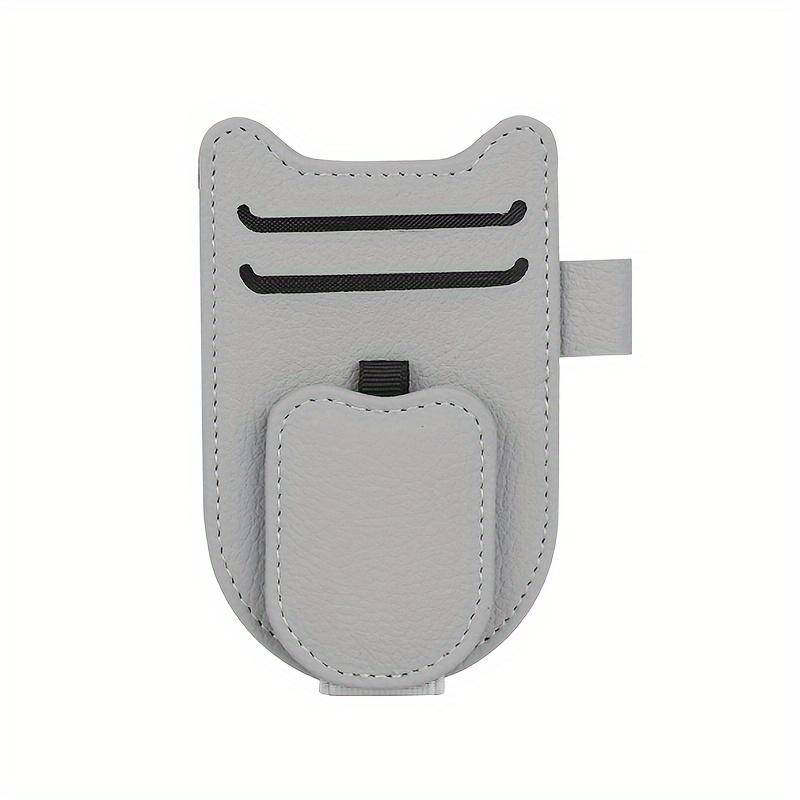 Cat Ear Leather Sun Visor Organizer - Multi-Functional Clip for Glasses, Cards, and Pens, Compact and Space-Saving Car Accessory, Sun Visor Organizer