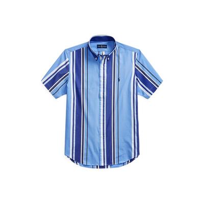 Polo SS22 Gestreiftes Stretch-Popeline Kurzarmhemd Herren Hemden Blau MNPOWOV1N820467-999