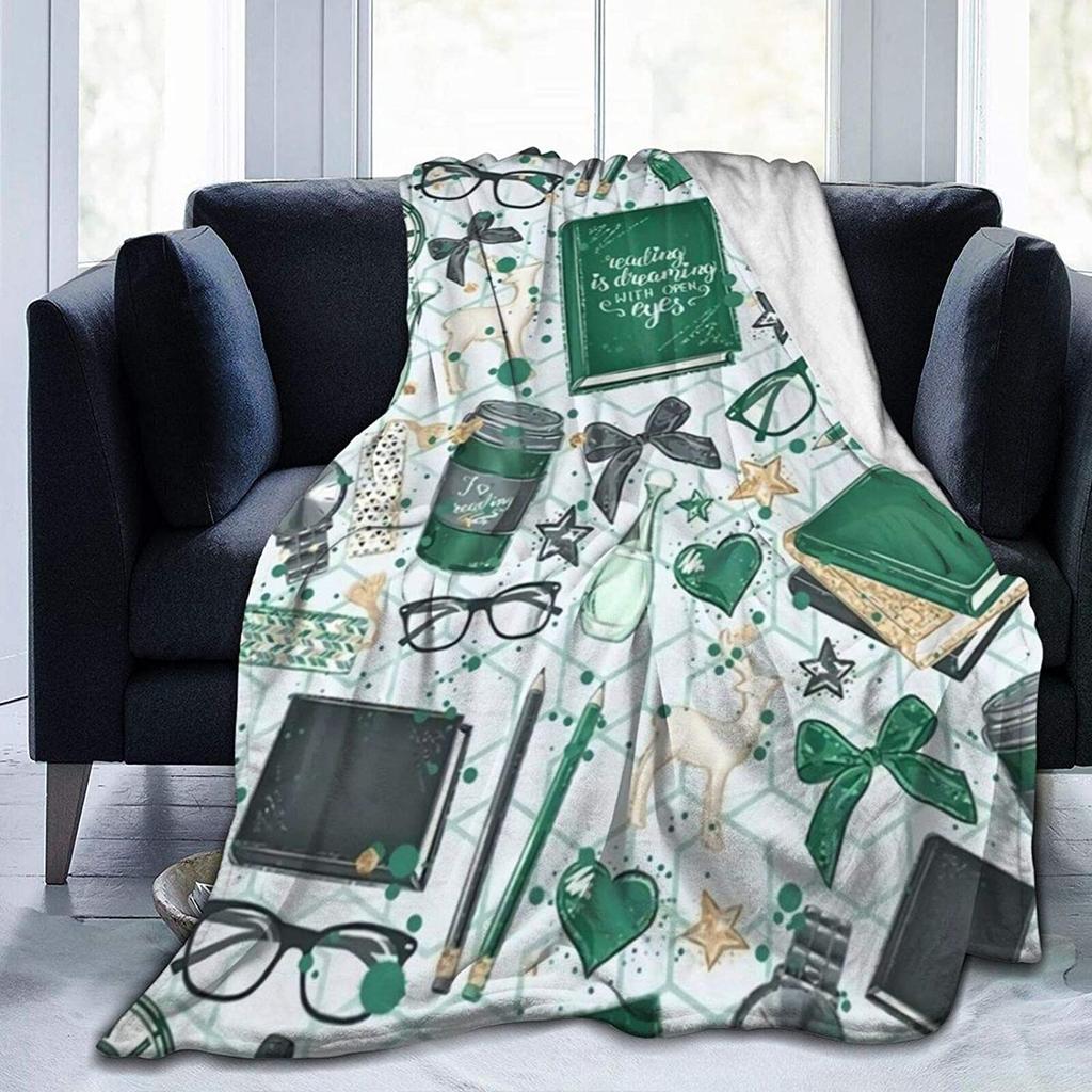 Flannel Fleece Modern Throw Blanket, Cartoon Style Koala Bears Blue Pattern Throw for Spring Recliner, Air Conditioning Blanket