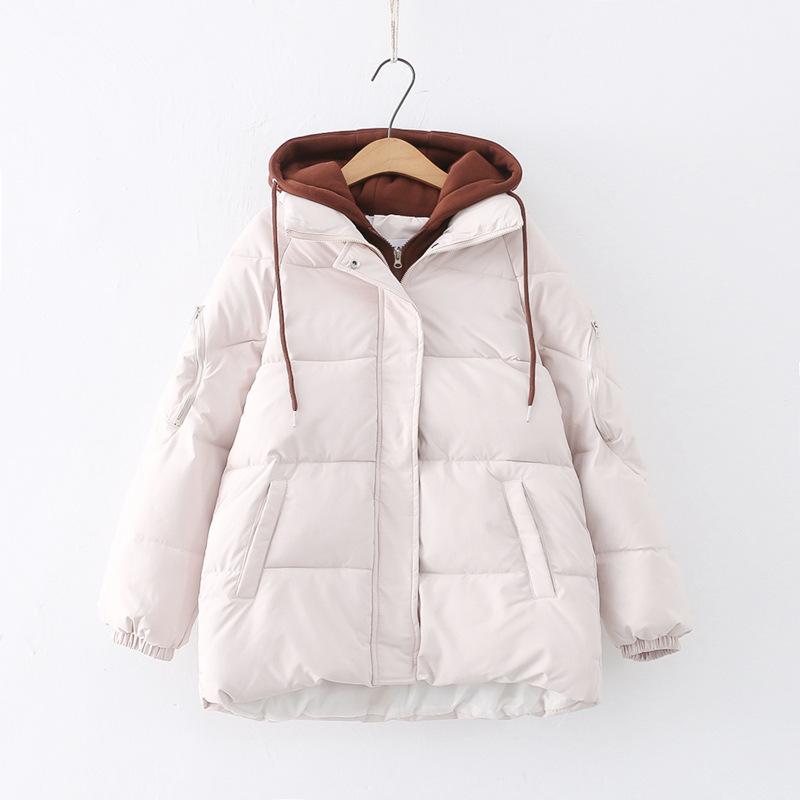 

Повседневная вязаная шапка с контрастной строчкой, куртка с хлопковой подкладкой, женская куртка в студенческом стиле с толстой хлопковой подкладкой XS абрикосовый