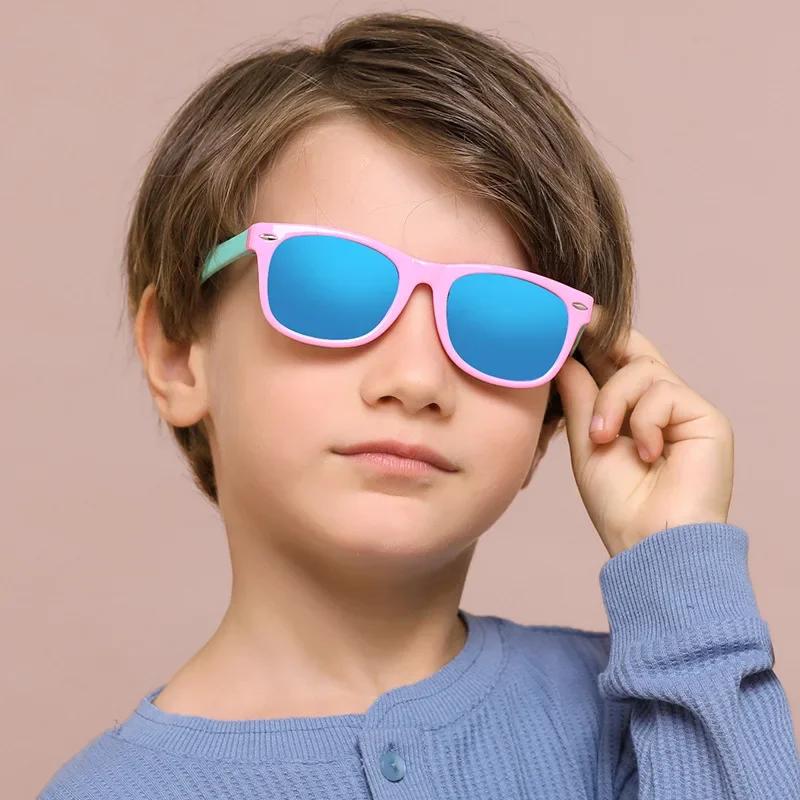 Kids Sunglasses UV400 Protection Silicone Safety Glasses for Boys Girls Age 3-12 Fashion Children Sun Shades Eyewear