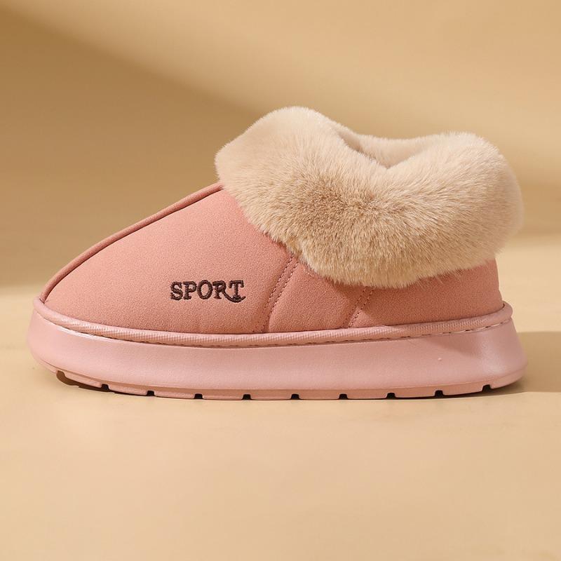 Női pamutcipő télen, beltéri hőszigetelő plüss és csúszásgátló vastag talppal, táskasarkú, női pamutcipő