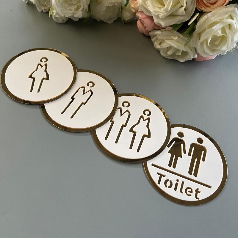 Segnale WC 3D Acrilico Uomo Donna Bagno Adesivo Murale Autoadesivo Decorazione Fai da Te Per Ufficio Attività Commerciale Hotel Caffetteria Porta Pubblica