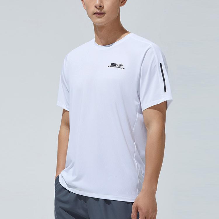Anta Lifestyle Series Logo Letter Print Round Neck Short Sleeve T-Shirt Men Tops White 952327126-7