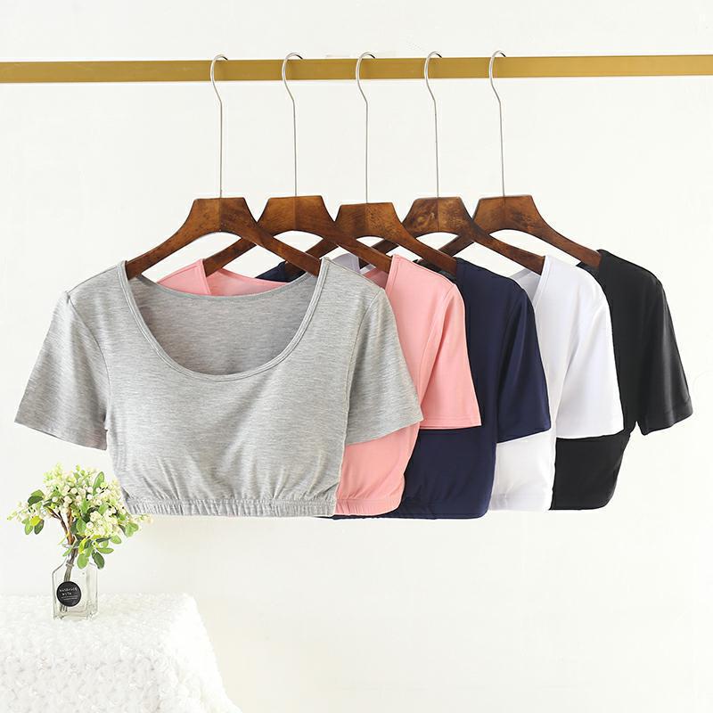 

Women s Wireless Modal Half-Sleeve Yoga Top with Chest Pad XXL (130-145 jin) белый