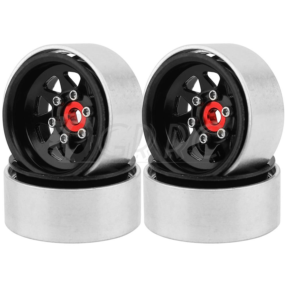 1.0 Inch Aluminum Alloy Beadlock Wheel Hub Rims w/ Tires For RC Crawler Car Axial 1/24 SCX24 AX24 1/18 TRX4M Wheels Upgrade Part