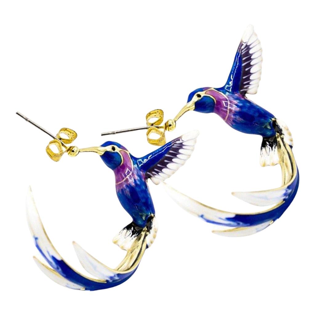 Stylish Hummingbird Enamel Earrings Sturdy Alloy Fashion Accessories for Daily Wear Trendy Women Outfits Daily Use
