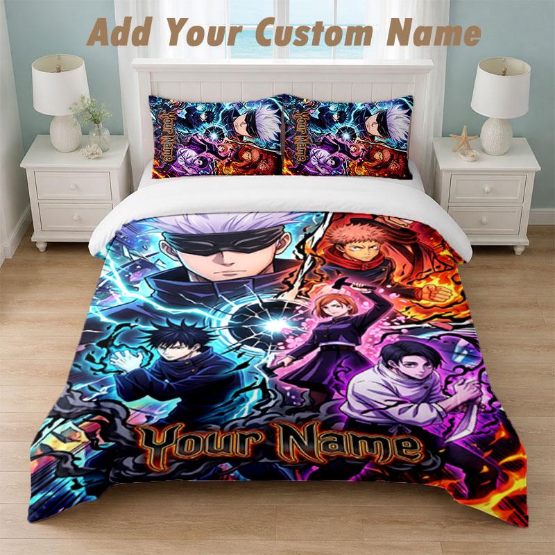 Bedding Set 1 Duvet Cover 2 Pillowcases Jujutsu Kaisen Print Soft Bed Linen Bedroom Decor