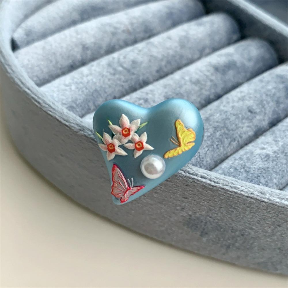 Open Ring Enamel Flower Ring Daisy Irregular Enamel Ring Personality Heart Ring  Gift