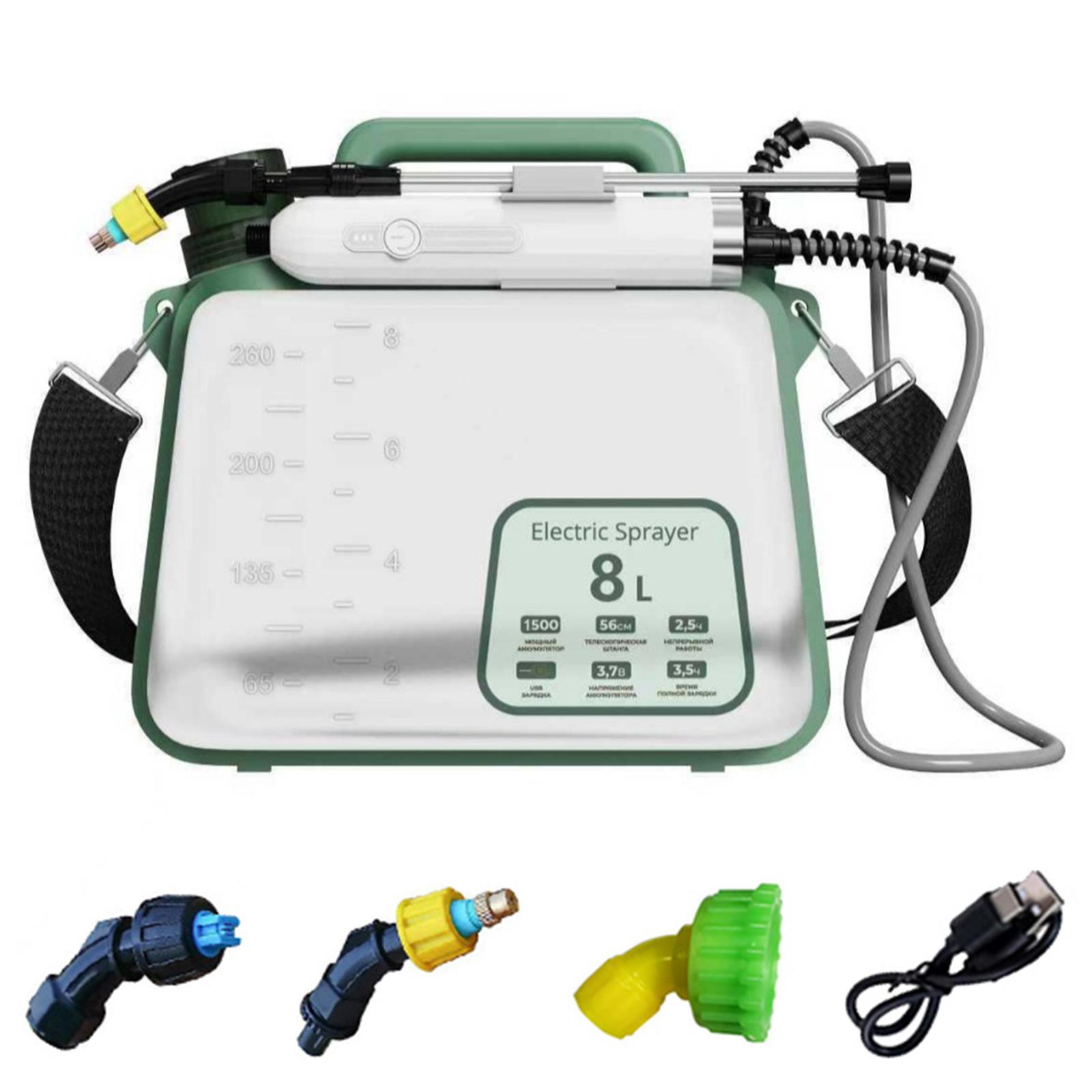 

8L Garden Sprayer with 3 Mist Nozzles Rechargeable Retractable Wand Plant Sprayer with Shoulder Strap for Lawn Garden Yard