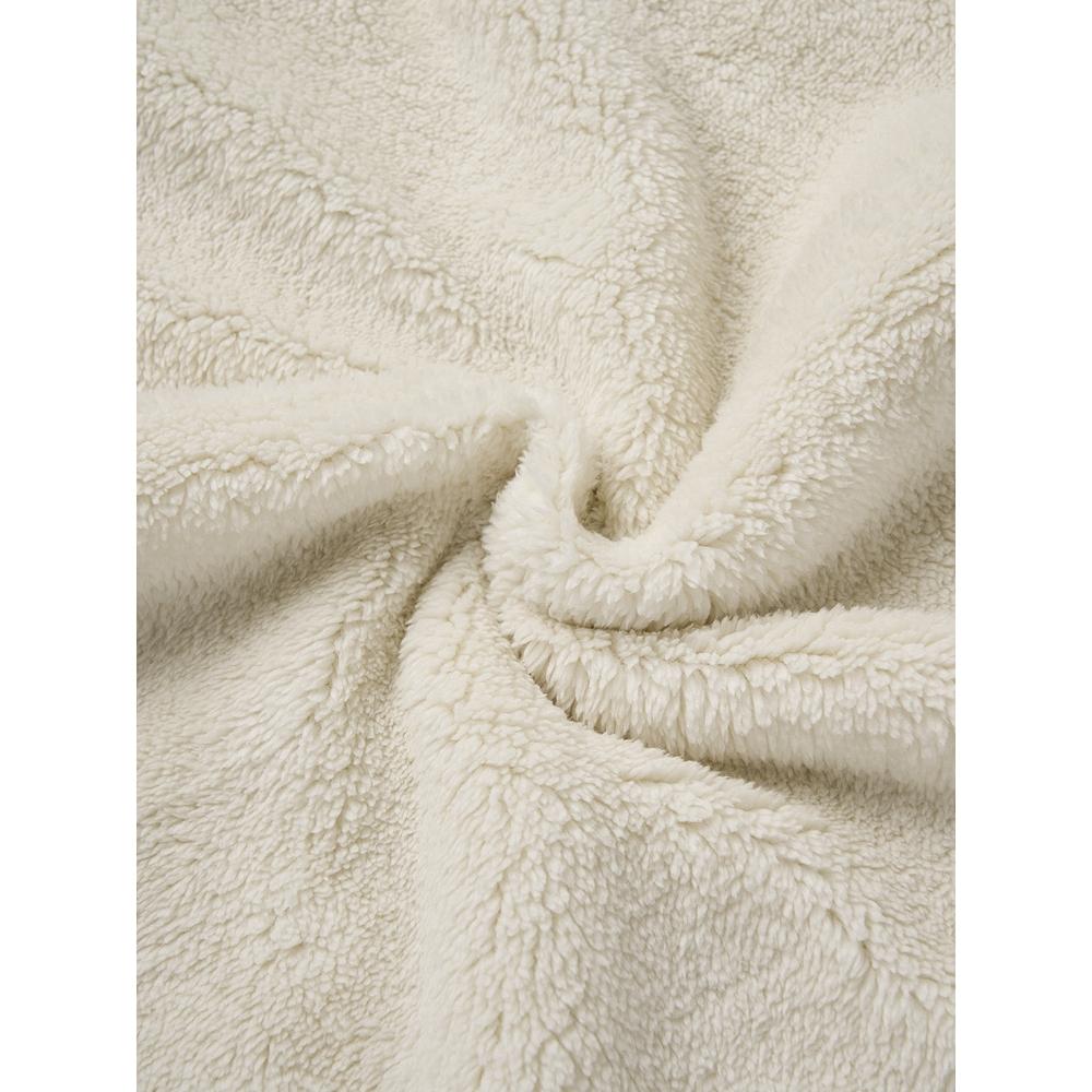 DaiSo [common] Fluffy Long Sleeve Fleece Half Zip Up S Ivory