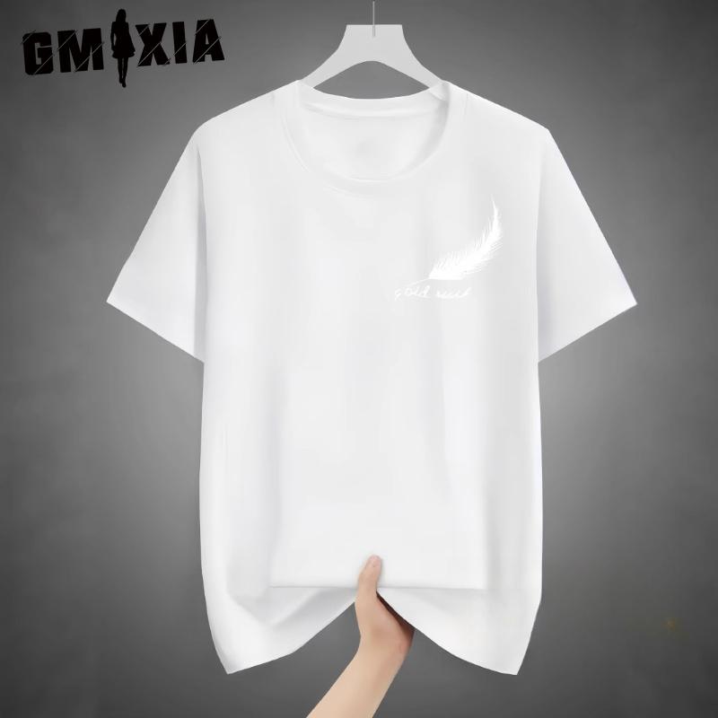 GMXIA Cotton Short Sleeve T-shirt Men's Fashion Loose Half Sleeve Shirt Printed Compassionate Shirt