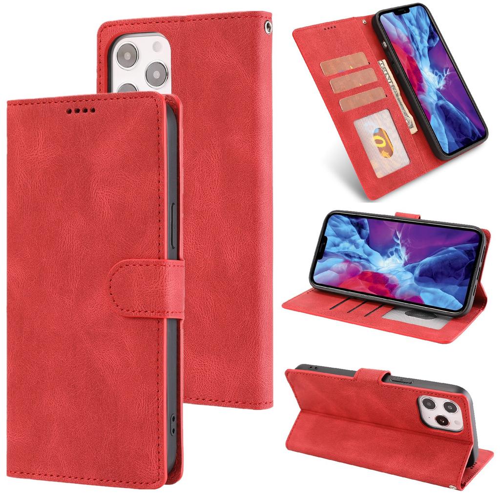 Applicable to iPhone17 mobile phone leather case, Samsung S26 card mobile phone case, skin matte wallet case 16E solid color