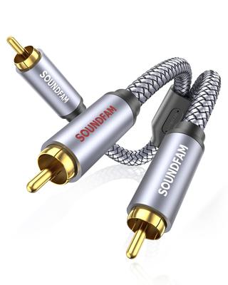 RCA Audio Kabel SOUNDFAM RCA Y Rozbočovač 1 Samec na 2 RCA Audio Kabely Obousměrný RCA Y Adaptér pro Subwoofer Domácí Kino AV Receiver Zesilovač Šedý