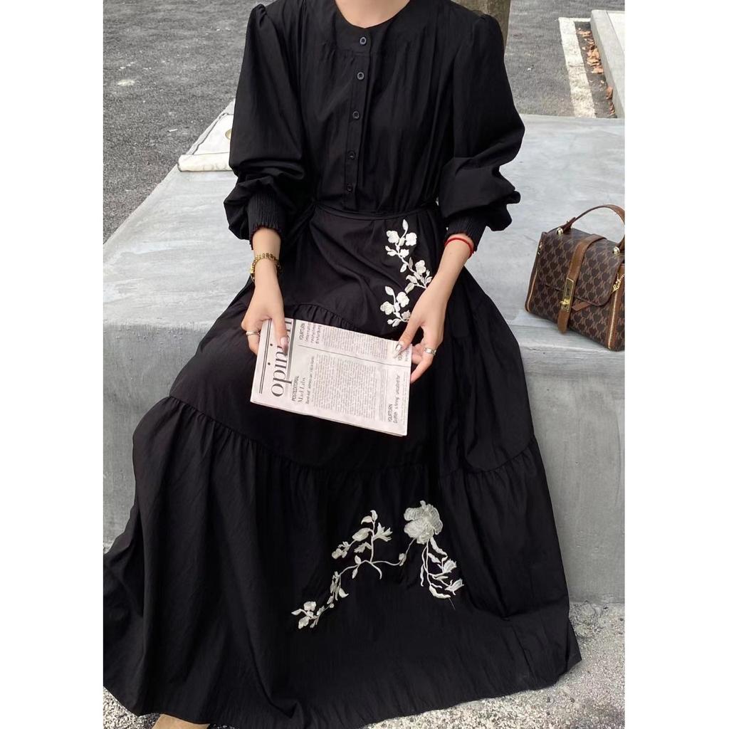 Jarní a podzimní nové etnické vyšívané šaty pro ženy volné šaty do A