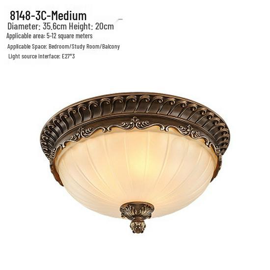 European Style Eye Protection Ceiling Light for Bedroom, Living Room, Balcony, and Entrance - French Retro Round Fixture