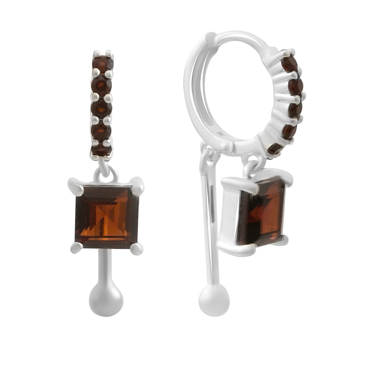 

Срібні сережки з натуральним гранатом 2.605ct (2195498) темні цукерки apple червоний колір