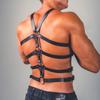 Fashion Punk Belt Adjustable Chest Lingerie Belt Harness Men Suspenders Harness, Black PU Leather Body Harness for Men