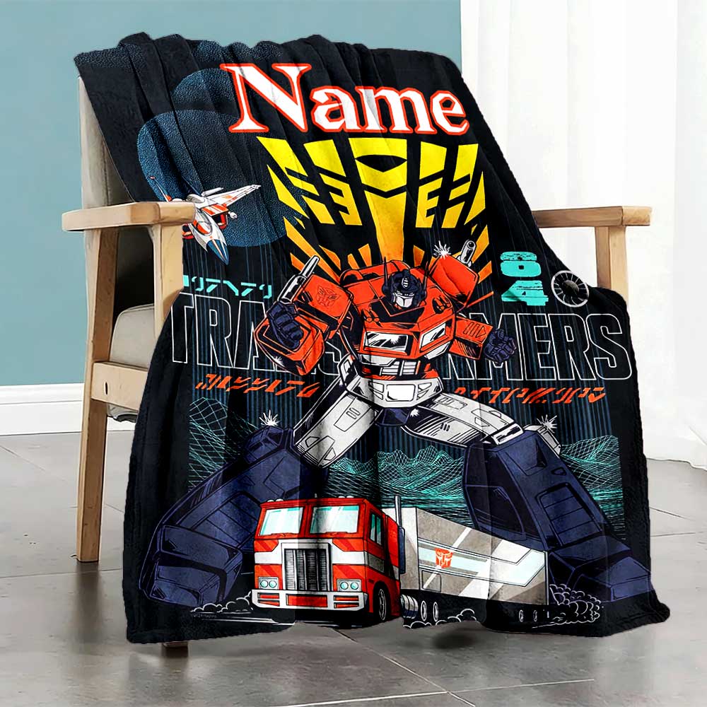 Love Transformers (11) Personalized Text Blanket Lightweight Personalized Blanket Durable Comfort Versatile for Nap Bed Office Home Decor