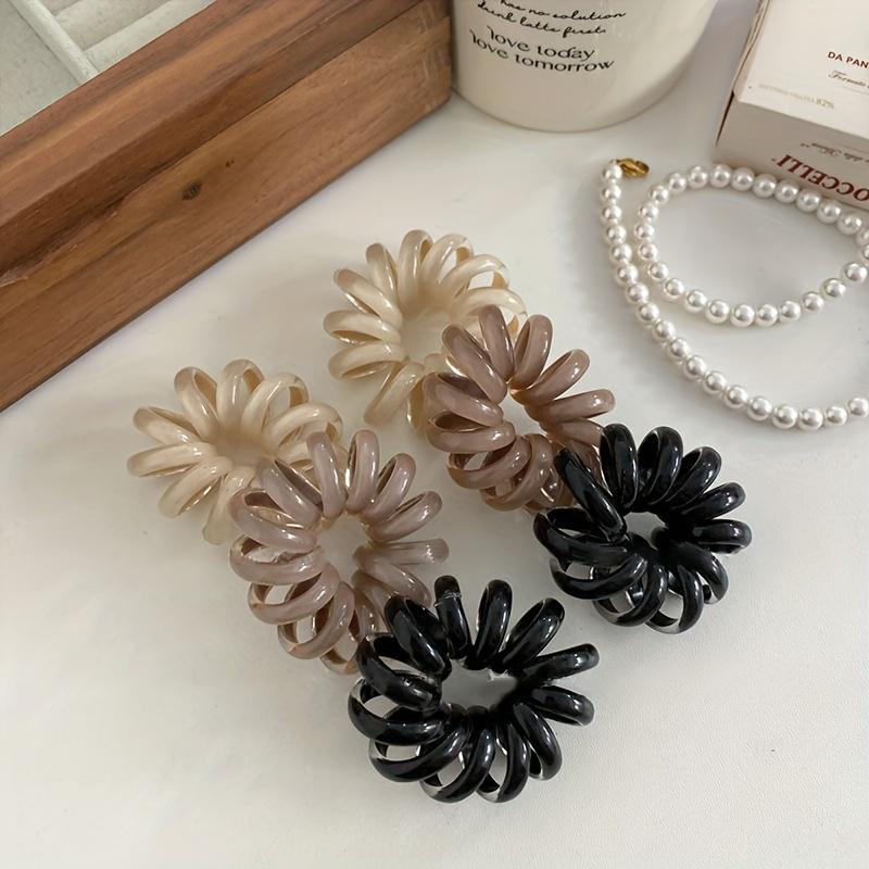 

6 шт./набор Спиральные резинки для волос Большой размер Свежий цвет Резинки-скранчи в виде телефонного шнура Высокая эластичность Резинка Женские аксессуары для волос