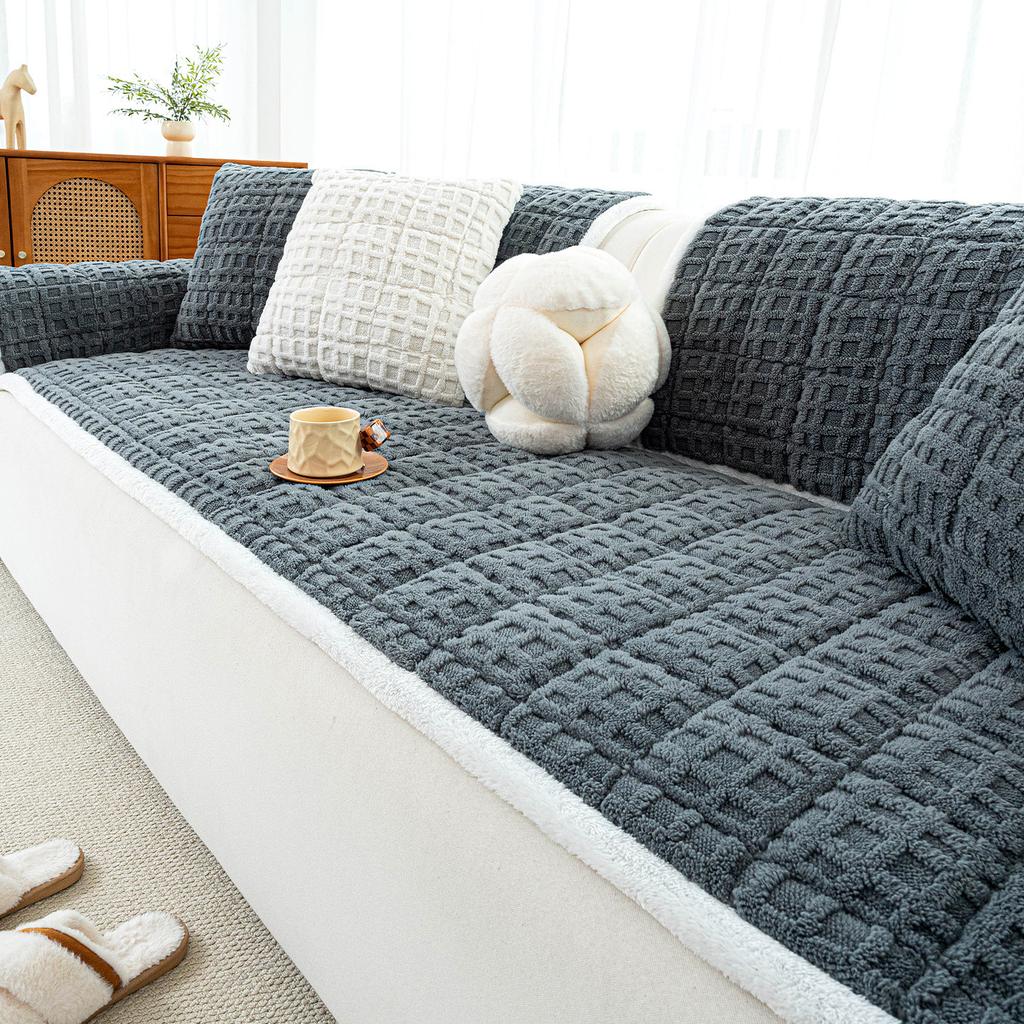Thickened Sofa Cover Autumn Winter New Soft Cream Style Heat Retention Warm Fixed Non-Slip Durable Cushion One-Piece Sofa Cover